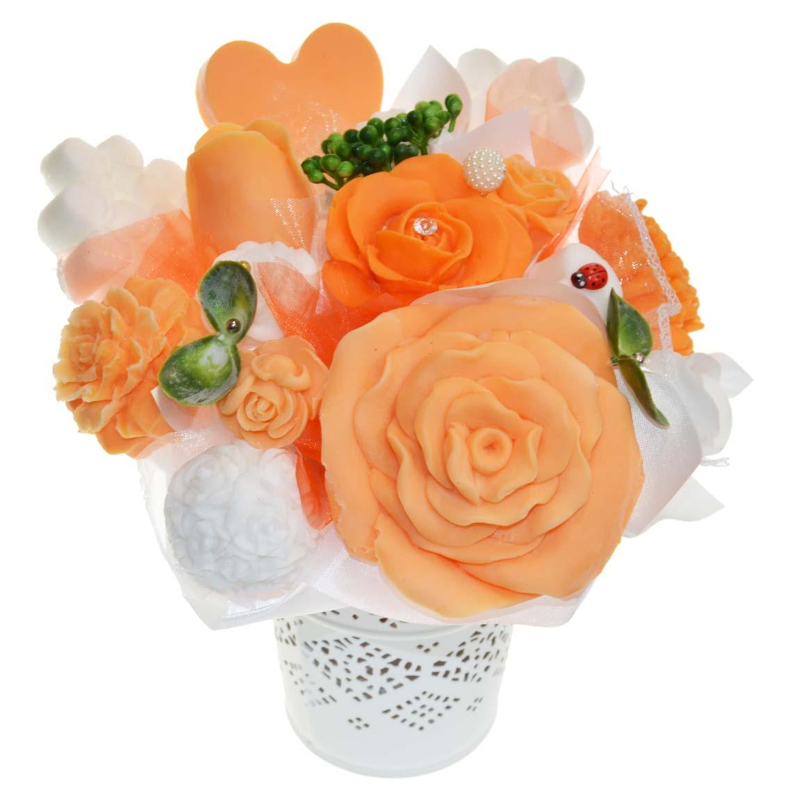 Mydlová Kytica - oranžovo - biela